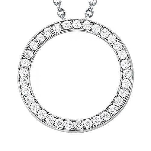 Collier Pendentif Véritable Diamant Rond 1.25 Carat Sans Chaîne Or Blanc 14K