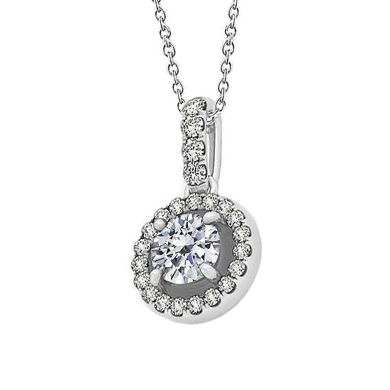 Collier Pendentif Véritable Diamant Rond 1.50 Ct. Sans Chaîne Or Blanc 14K