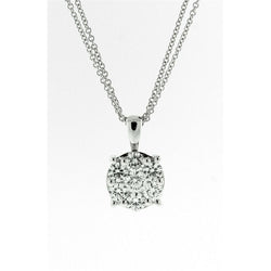 Collier Pendentif Véritable Diamant Rond 3.75 Ct Or Blanc 14K