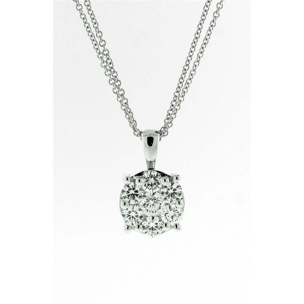 Collier Pendentif Véritable Diamant Rond 3.75 Ct Or Blanc 14K