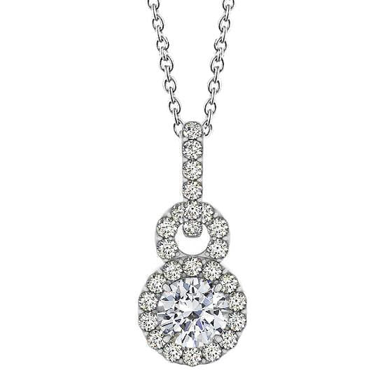 Collier Pendentif Véritable Diamant Rond Sans Chaîne 1.75 Carat Or Blanc 14K