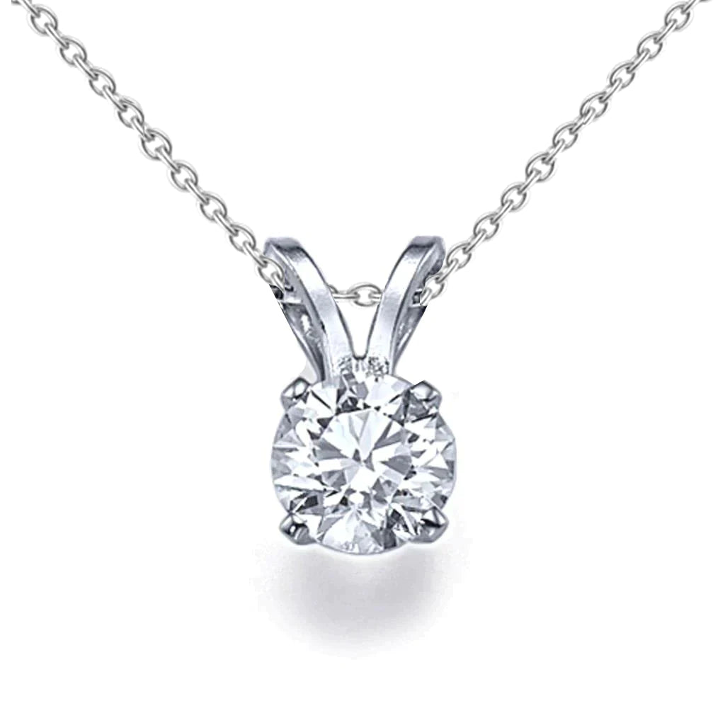 Collier Pendentif Véritable Diamant Solitaire Rond