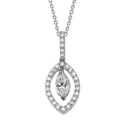 Collier Pendentif Véritable Diamants Avec Chaîne 2.15 Carats Or Blanc 14K