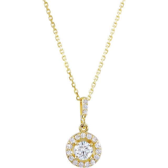 Collier Pendentif Véritable Diamants Scintillants 1.45 Carats Or Jaune 14K