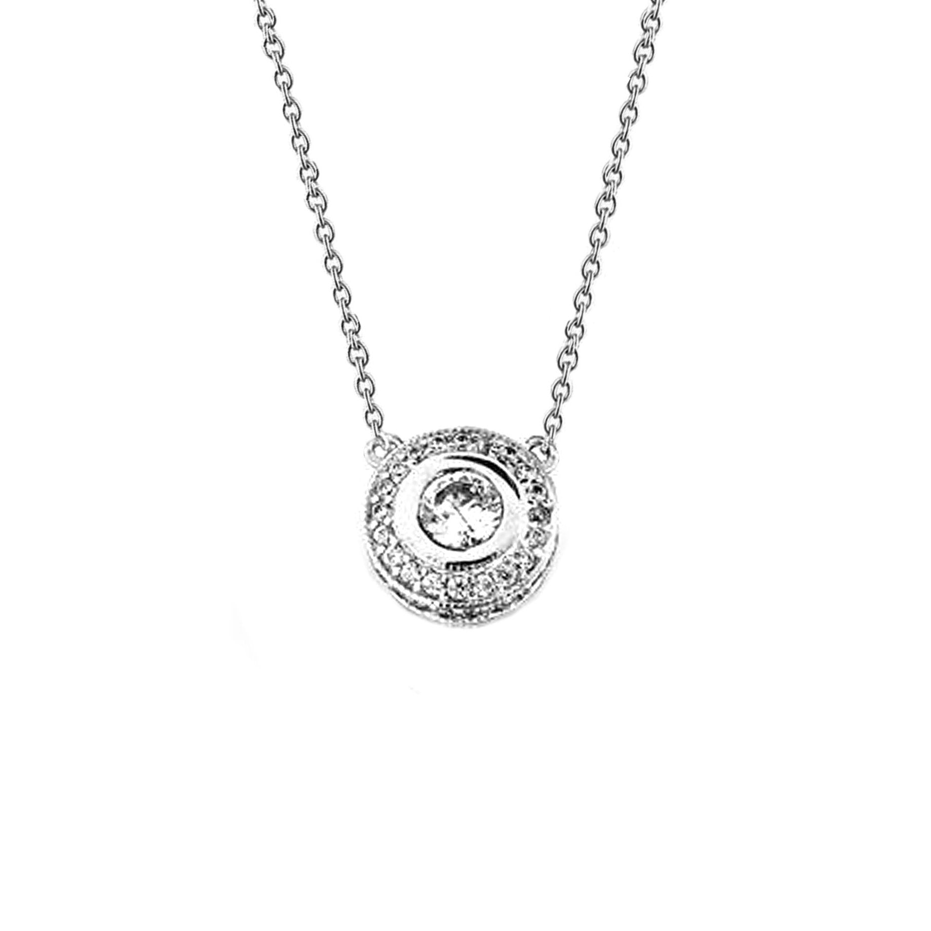 Collier Pendentif Véritable Diamants Scintillants 2.00 Carats Or Blanc 14K