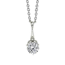 Collier Pendentif Voyage Véritable Diamant 1.25 Carats Or Blanc 14K
