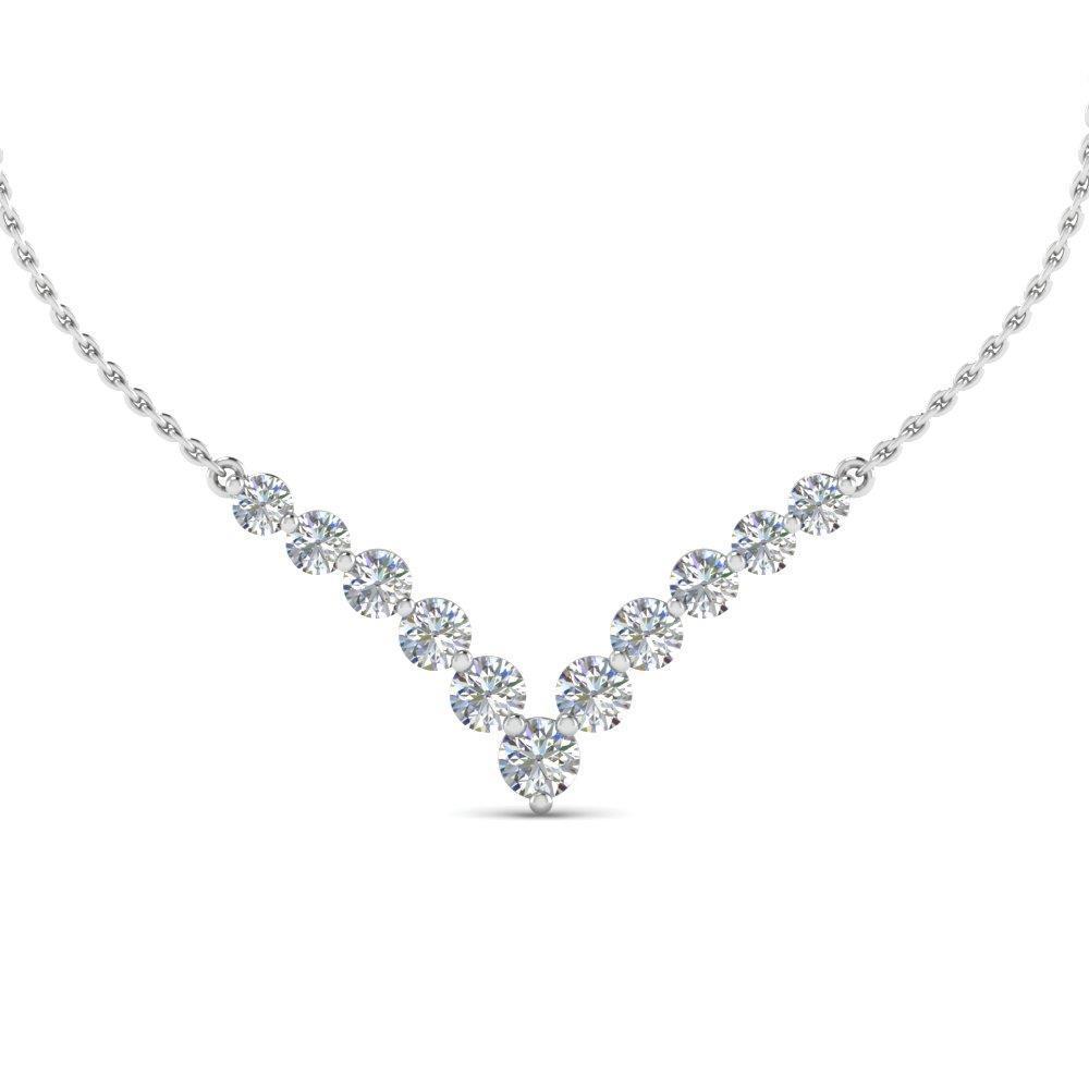 Collier Pour Femme Avec Réel Diamants Ronds Etincelants De 15 Cts En Or Blanc 14 Carats