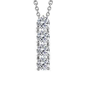 Collier Quatre Pierres Pendentif 2 Carats Naturel Diamants Or Blanc 14K