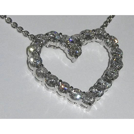 Collier Réel Diamant Pendentif en Forme de Coeur