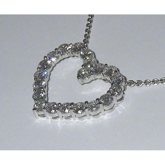 Collier Réel Diamant Pendentif en Forme de Coeur