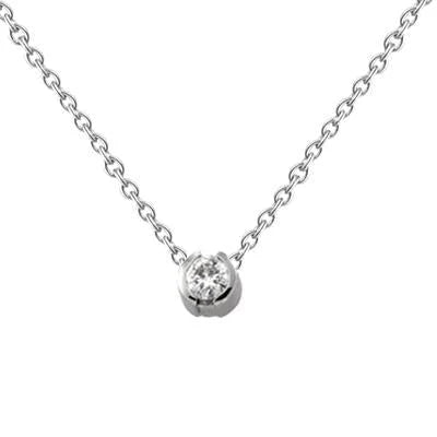 Collier Réel Diamant Solitaire Coupe Ronde Pendentif 1 Carat Or Blanc Massif