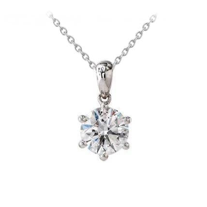 Collier Réel Diamant Taille Ronde Pendentif Bijoux En Or Fin 1 Carat