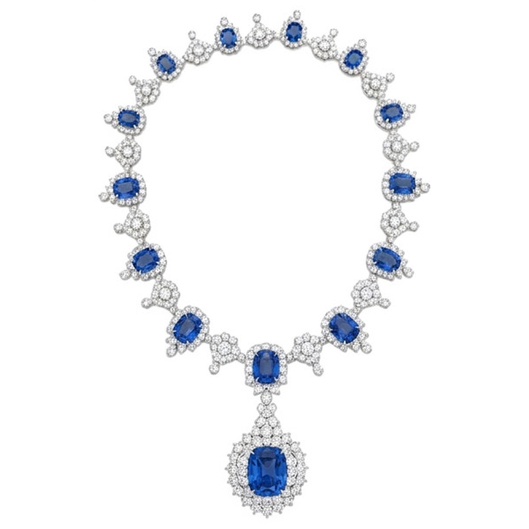 Collier Saphir Bleu Royal de Ceylan Nuptiale