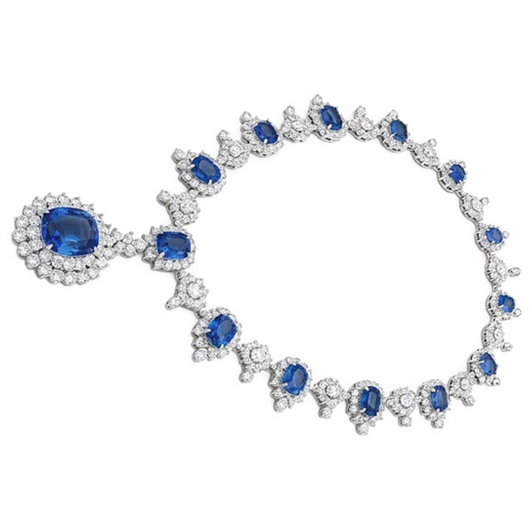 Collier Saphir Bleu Royal de Ceylan Nuptiale