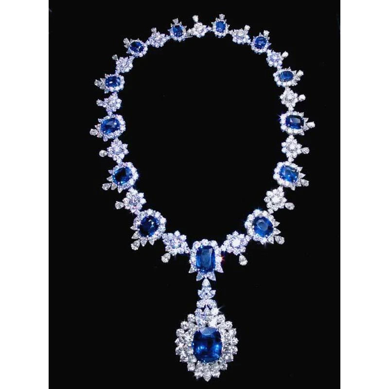 Collier Saphir Bleu Royal de Ceylan Nuptiale