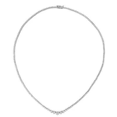 Collier Scintillant 5.25 Carats Réel Diamant Rond Sertissage Griffe Or Blanc