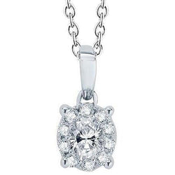 Collier Scintillant Ovale & Réel Diamant Rond 2.45 Carats Or Blanc 14K