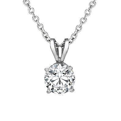 Collier Solitaire Authentique Diamant Avec Chaîne