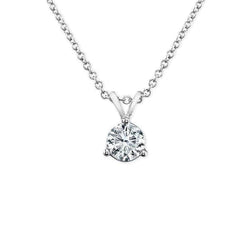 Collier Solitaire Réel Diamant Pendentif 2 Carats Or Blanc Femme Bijoux