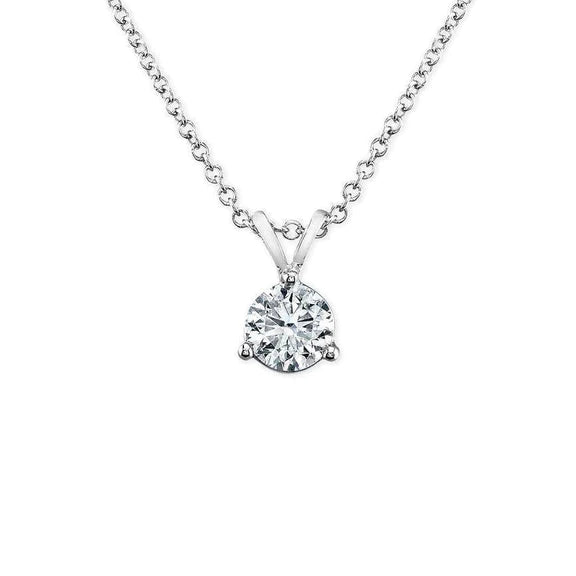 Collier Solitaire Réel Diamant Pendentif 2 Carats Or Blanc Femme Bijoux