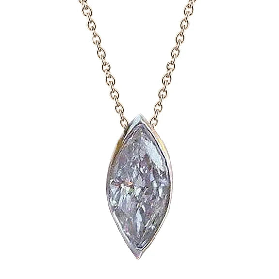 Collier Solitaire Réel Diamant Taille Marquise Pendentif Bijoux En Or 1.5 Ct