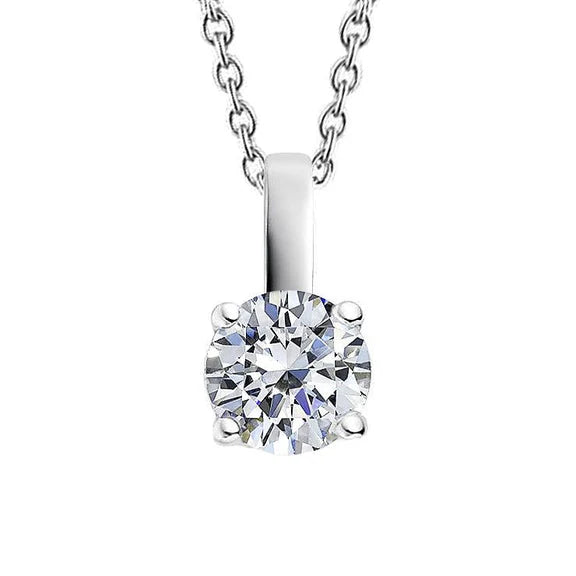 Collier Solitaire Réel Diamant Taille Ronde Pendentif 2.0 Carats Or Blanc 14K