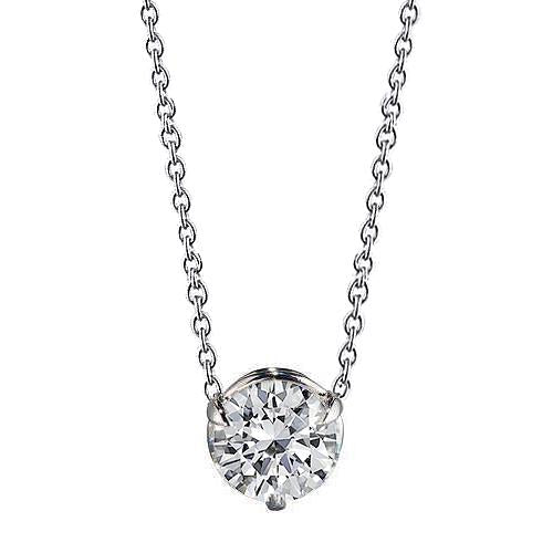 Collier Solitaire Véritable Diamant Pendentif Avec Chaîne 1.0 Carat Or Blanc 14K