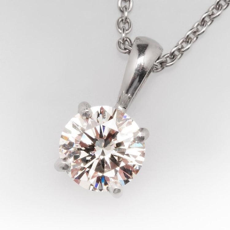 Collier Solitaire Véritable Diamant Rond 2 Ct Pendentif En Or Blanc Massif 14K