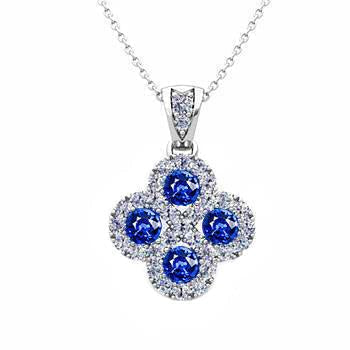 Collier Sri Lanka Saphir Et Diamant Pendentif Or Blanc 3 Ct. - HarryChadEnt.FR