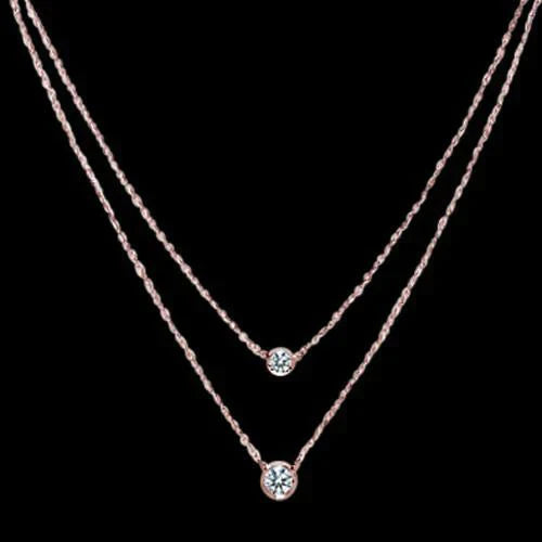 Collier Véritable Diamant Dainty 2 Rangées
