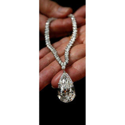 Collier Véritable Diamant Poire 35 Carats Or Blanc Massif 14K