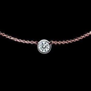 Collier Yards Réel Diamant Rond Pendentif Rose Or Blanc 2 Carats 14K