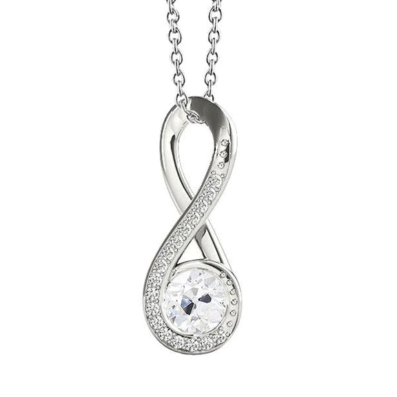 Collier de Authentique diamants taille ronde en or blanc de style infini