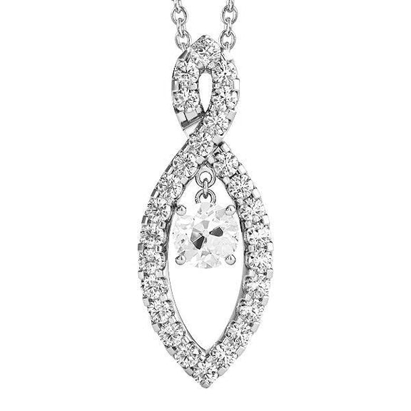 Collier or blanc 3.50 carats Authentique diamants ronds