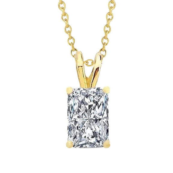 Collier pendentif Authentique diamant taille radiant bijoux en or jaune 14 carats de 1.5 ct