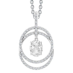 Collier pendentif Naturel diamant cercle ovale ancien mineur 4 carats ensemble de griffes