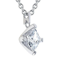 Collier pendentif Naturel diamant solitaire taille princesse 2,50 ct en or blanc