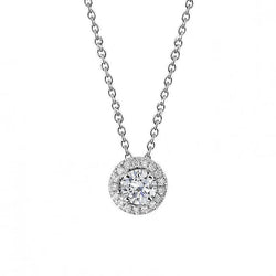 Collier pendentif halo diamant pour femme 1.45 carats or blanc 14K neuf