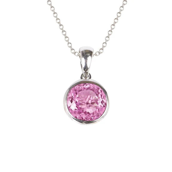 Collier pendentif solitaire 3 carats Kunzite avec chaîne en or 14K