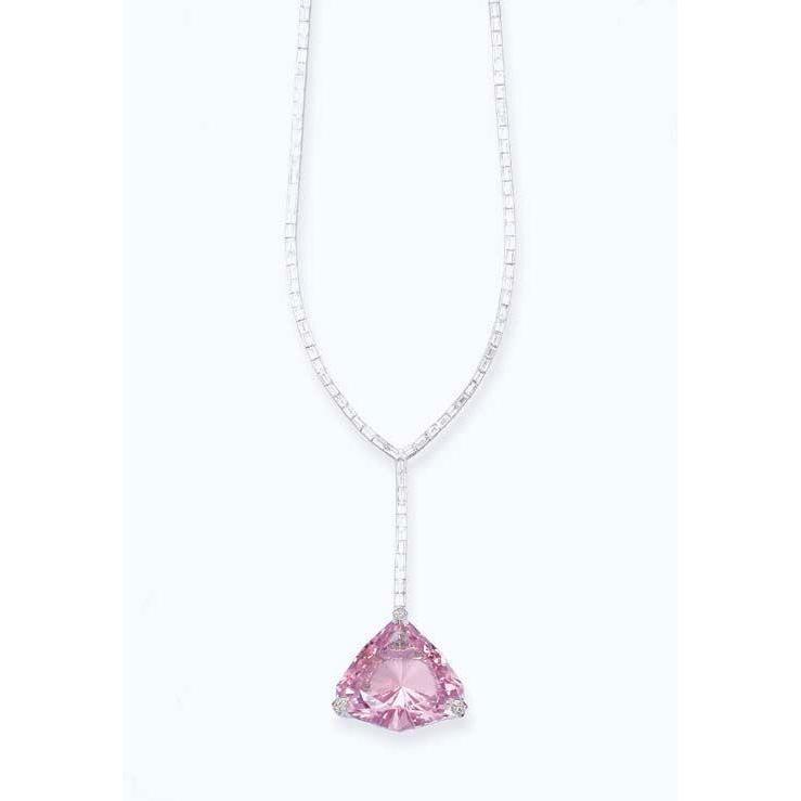 Collier pour femme en diamant taille trillion Kunzite & Baguette 14 Ct. - HarryChadEnt.FR