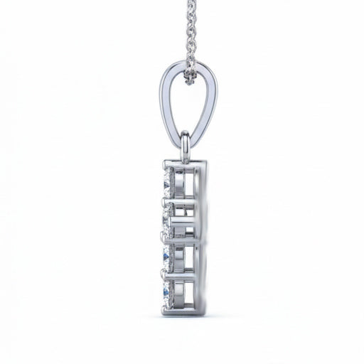 Collier Croix En Or Blanc 14 Carats Avec Diamants Taille Brillant Ronds De 2,00 ct