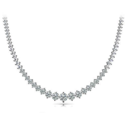 Collier pour femme en or blanc 14 carats avec petits diamants taille ronde 24 carats