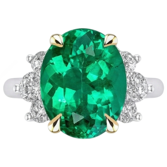 Émeraude Colombienne Bague Pierre Précieuse – vue de face