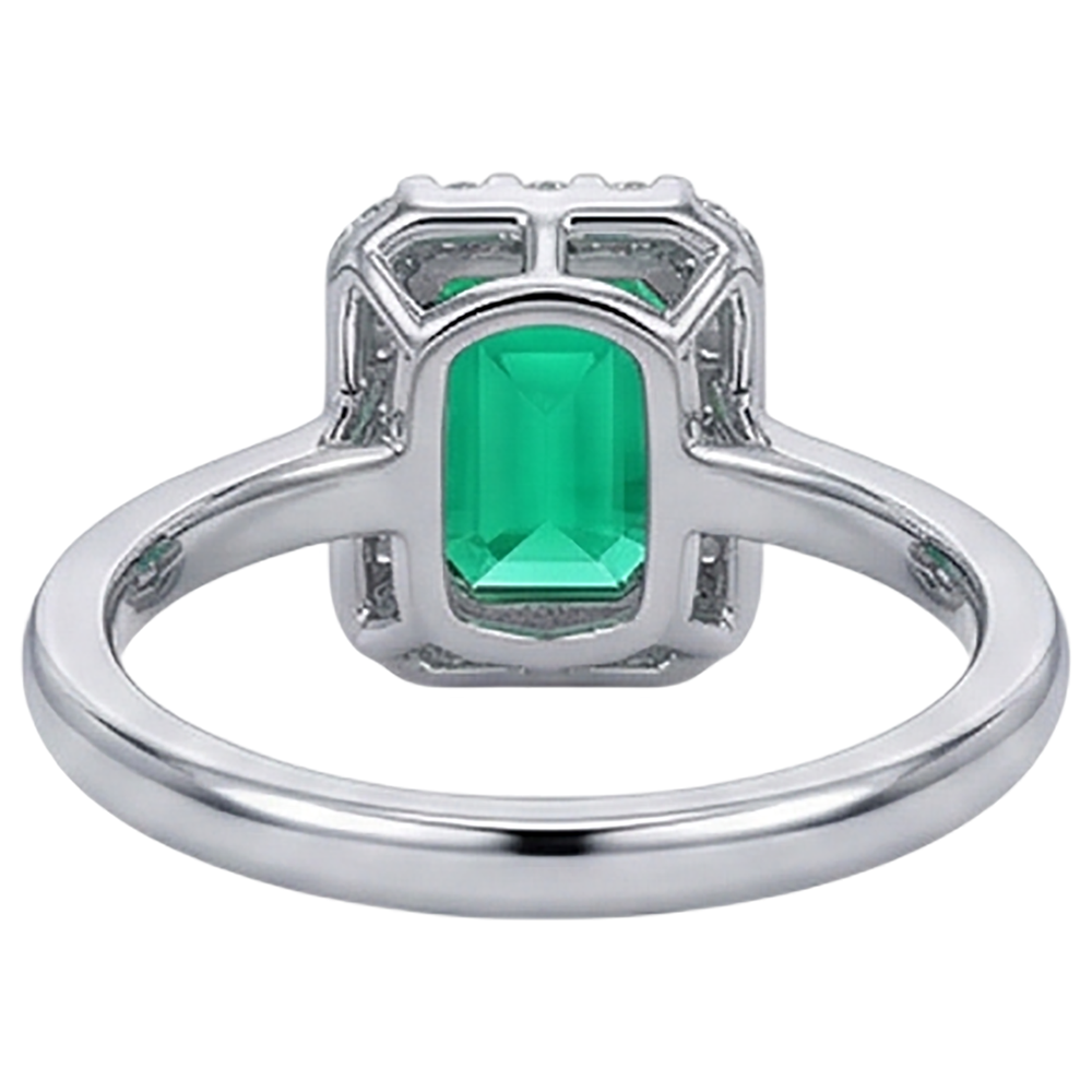 Taille à Degrés Émeraude bague en Or Bicolore 14 Carats – vue arrière