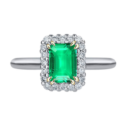 Émeraude Certifié GIA Bague Pierre de Couleur 2 carats en Or