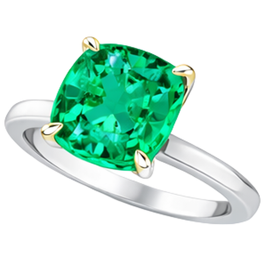 Rayonnant Émeraude Bague Pierre de Couleur 3,50 carats – vue de face