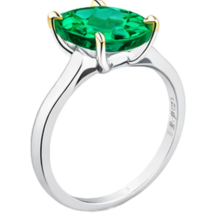 Rayonnant Émeraude Bague Pierre de Couleur 3,50 carats – vue d'angle