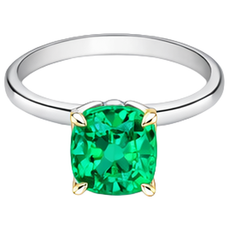 Émeraude Bague Pierre de Couleur 3,50-carats Or Deux Tons 14 Carats – vue de profil