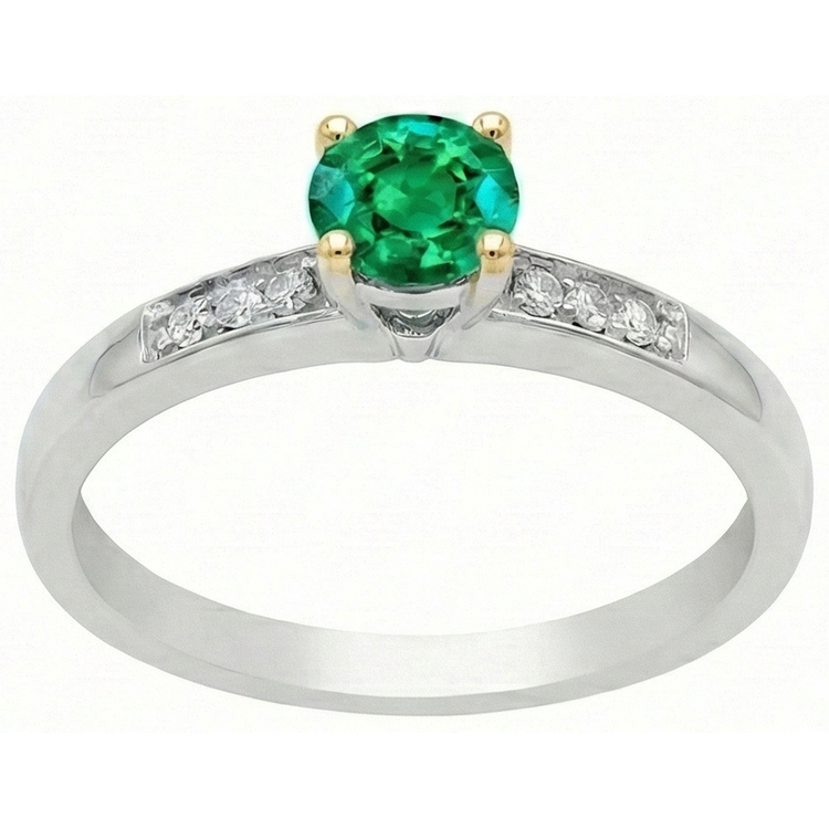 Émeraude Bague Pierre de Couleur 1,50 carats Or Bicolore 14 Carats – vue de face