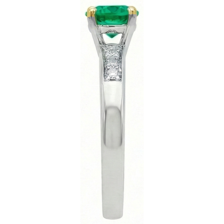 Émeraude Taille Ronde Bague Pierre de Couleur en Or Bicolore 14 Carats – vue de profil